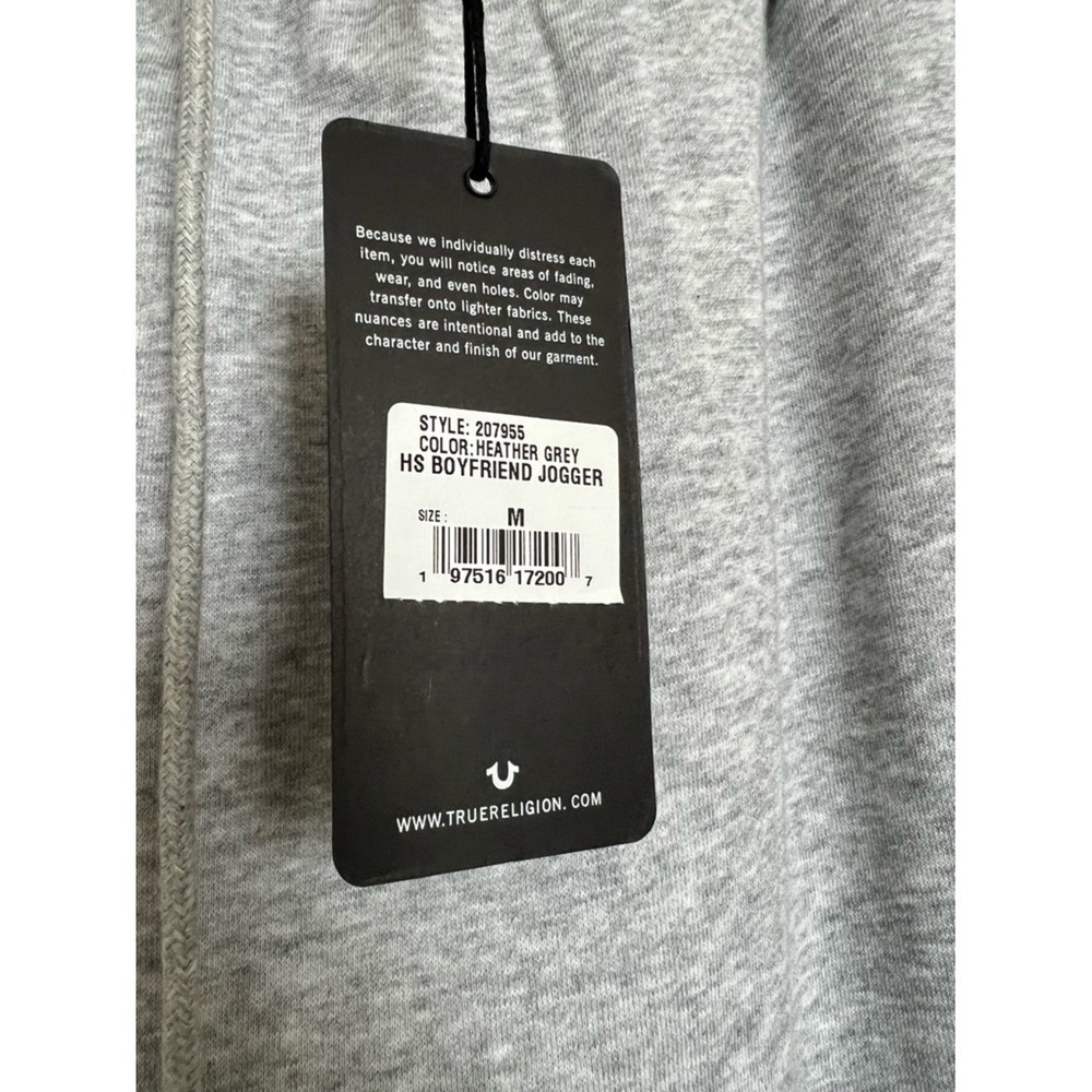 True Religion Joggers Medium Grey Boyfriend Fit Sweatpants NWT - Picture 11 of 13